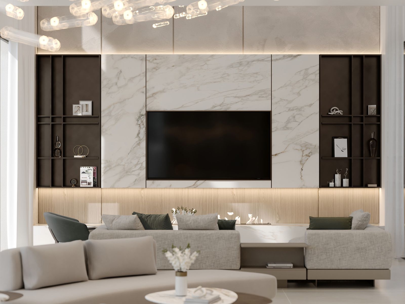 Villa living room with floor-to-ceiling windows at Cedarwood Estates South