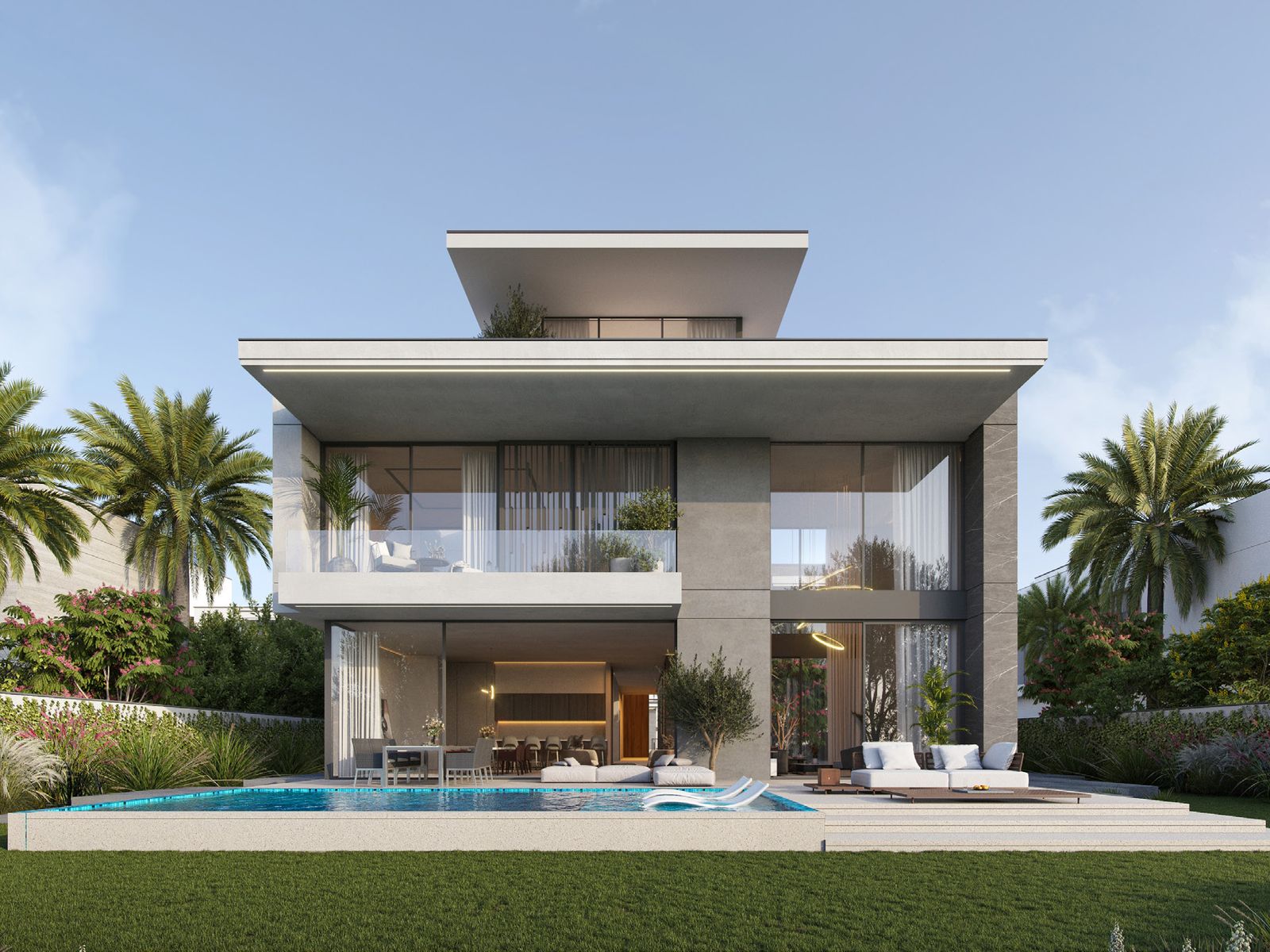 Cedarwood Estates South villa with private pool and landscaped garden in Jumeirah Golf Estates, Dubai