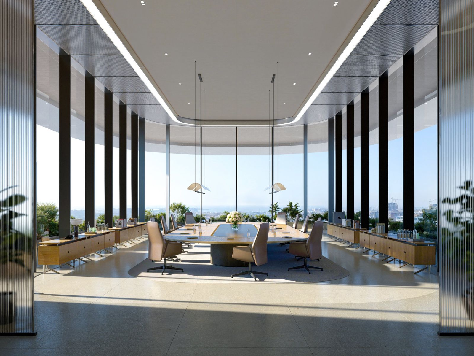 Boardroom with panoramic city views inside LUMENA