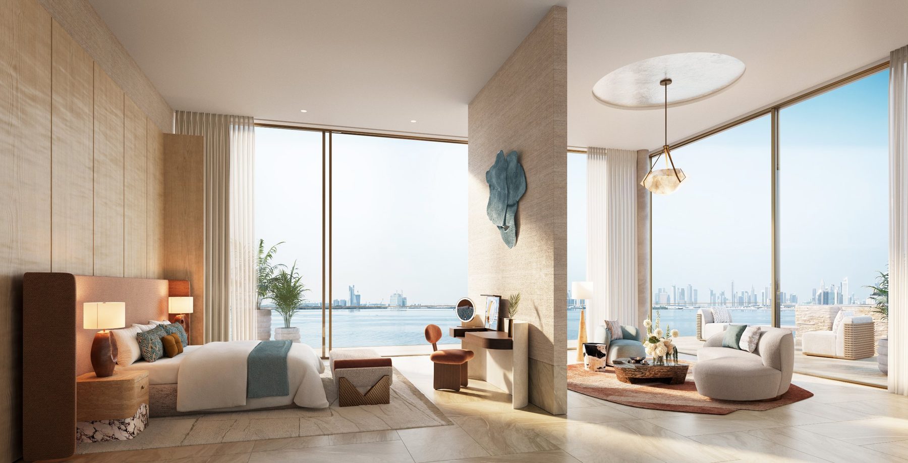 Primary bedroom suite with sea views