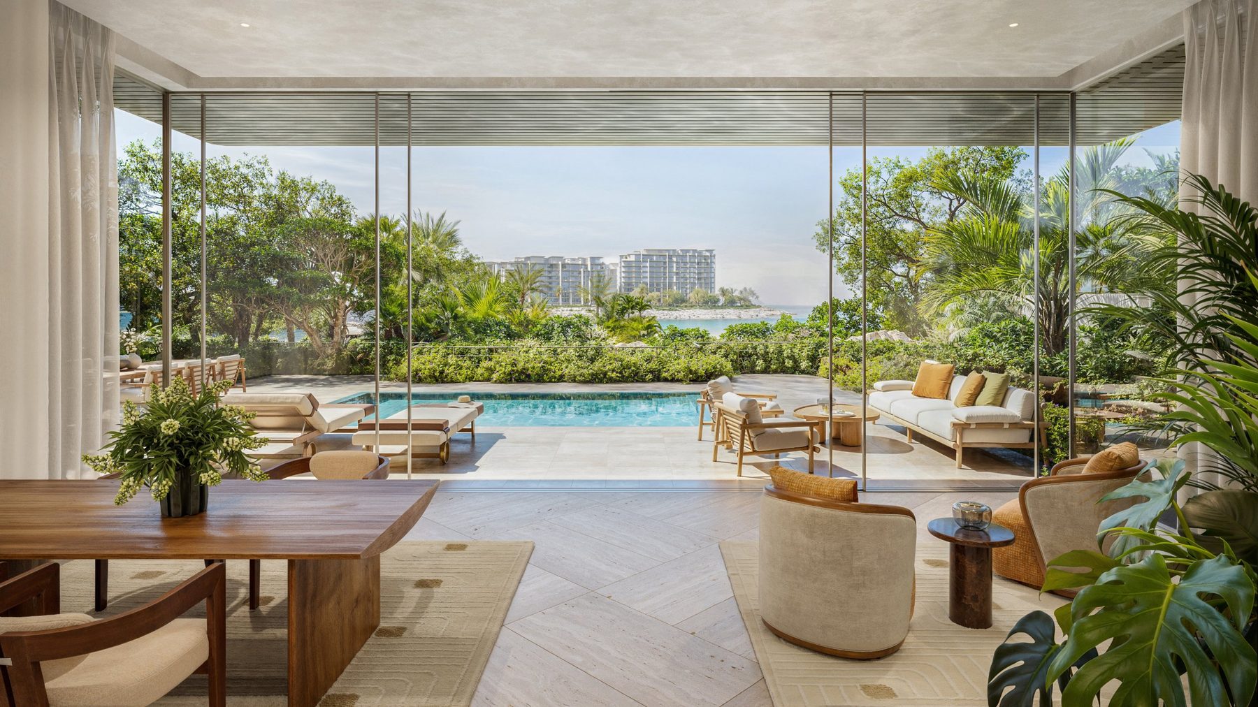 Garden residence opening onto a private pool terrace