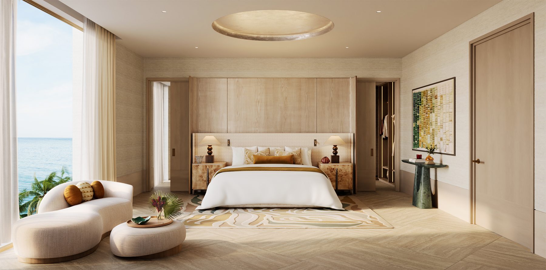 Primary bedroom suite with a seafront outlook