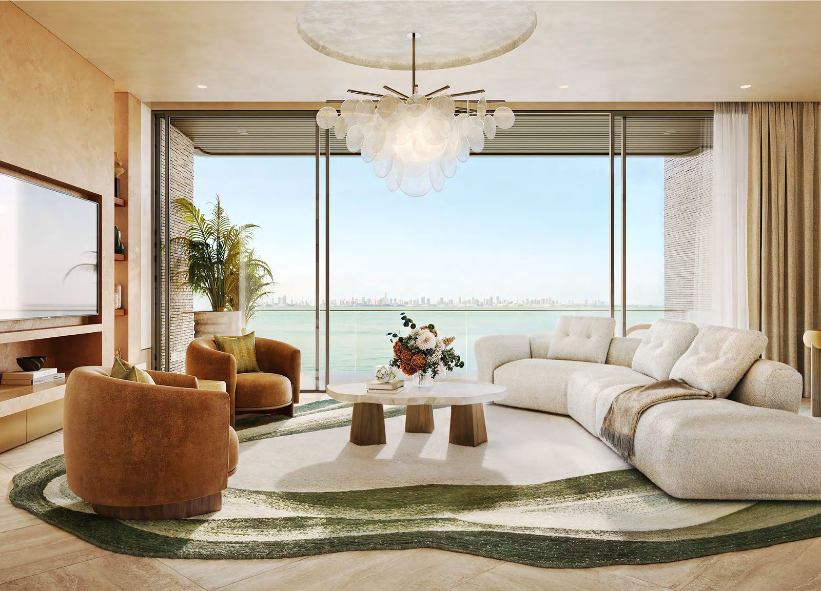 Classic residence living room with sea views
