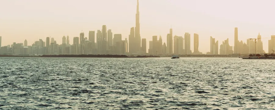 Dubai skyline across the water