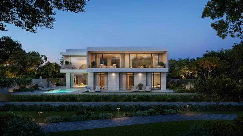Luxury villa at dusk in the UAE