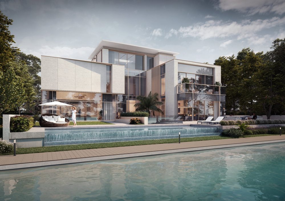 Artist’s impression of a villa with a pool, under construction